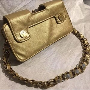 Isaac Mizrahi Gold Clutch Wallet Bag Chain Strap